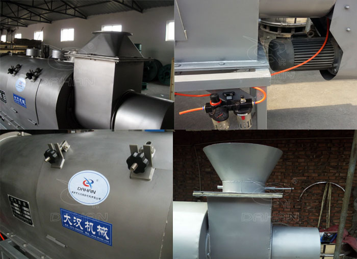 氣旋篩：電機(jī)，進(jìn)料口，氣壓裝置等特寫圖片