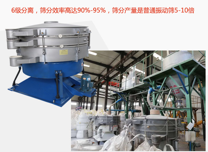 搖擺篩采用6級(jí)分離，篩分效率高達(dá)90%-95%，篩分產(chǎn)量是普通振動(dòng)篩5-10倍