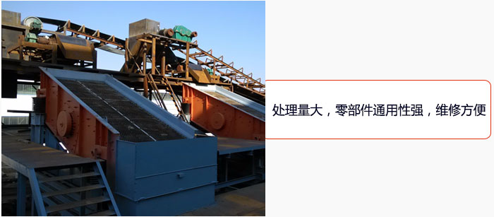 圓振動(dòng)篩處理量大，零部件通用性強(qiáng)，維修方便。