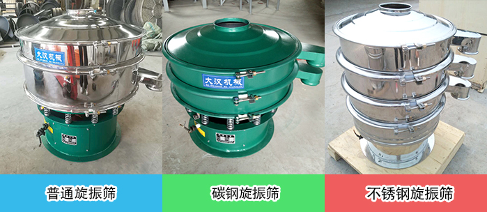 醫(yī)藥振動篩常見材質(zhì)展示：碳鋼＋不銹鋼，不銹鋼，碳鋼等材質(zhì)展示