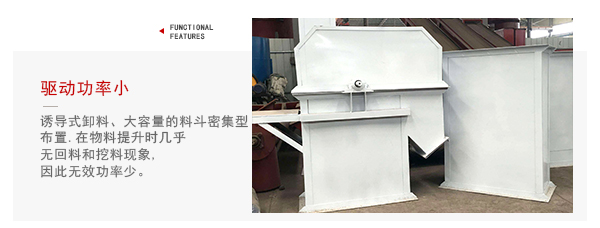 TD型斗式提升機(jī)驅(qū)動力小，無回料等特點(diǎn)展示圖。