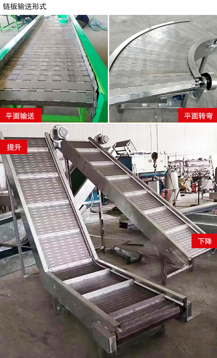 鏈板輸送機平面輸送，平面拐彎，提升等運行現(xiàn)場圖片